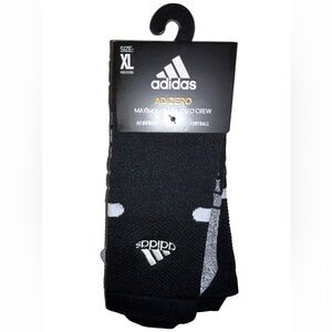 Adidas Adizero Crew Socks 1 Pair Men 12-16 Black w White Logo Max Cushioned NEW!